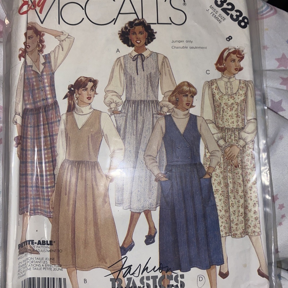 Vintage McCalls Sewing Pattern 3238 Misses Jumper Dress Size 8 Cut Complete